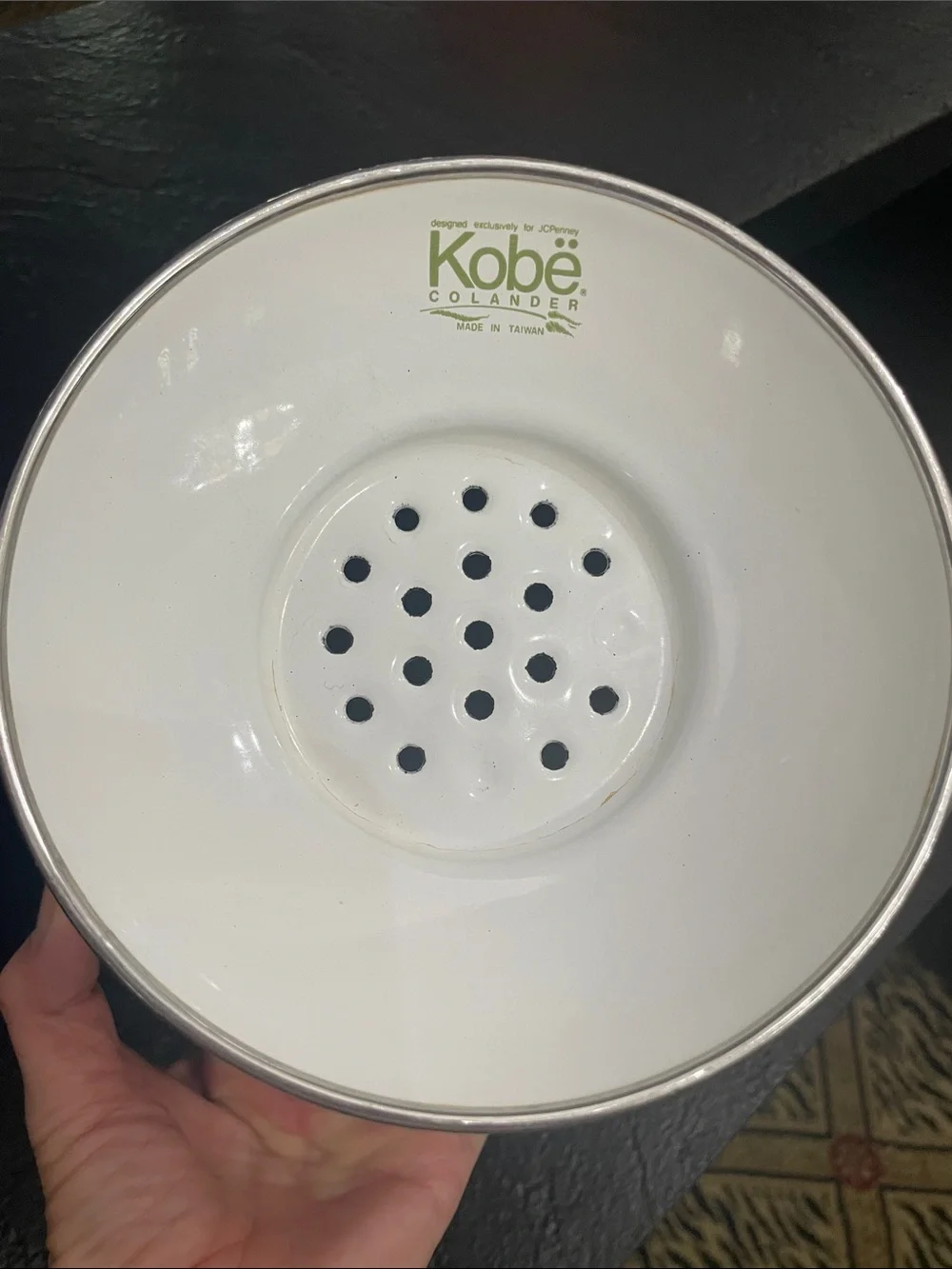 Kobe Colander White Floral Footed Colander with Pink & Purple Flowers 5x11